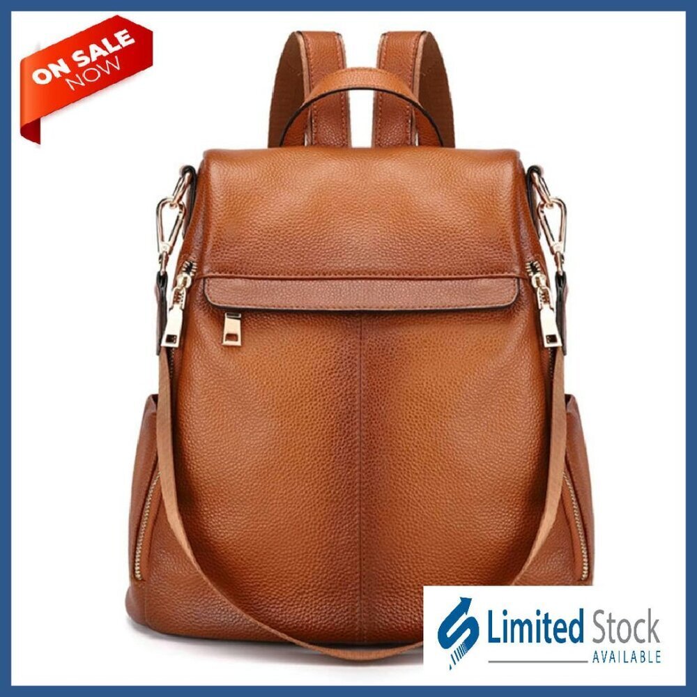 Genuine Leather Anti-Theft Backpack Purse for Women Work Travel
